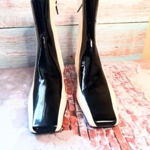 Gorgeous Vintage Fendi black and white patent leather ankle boots